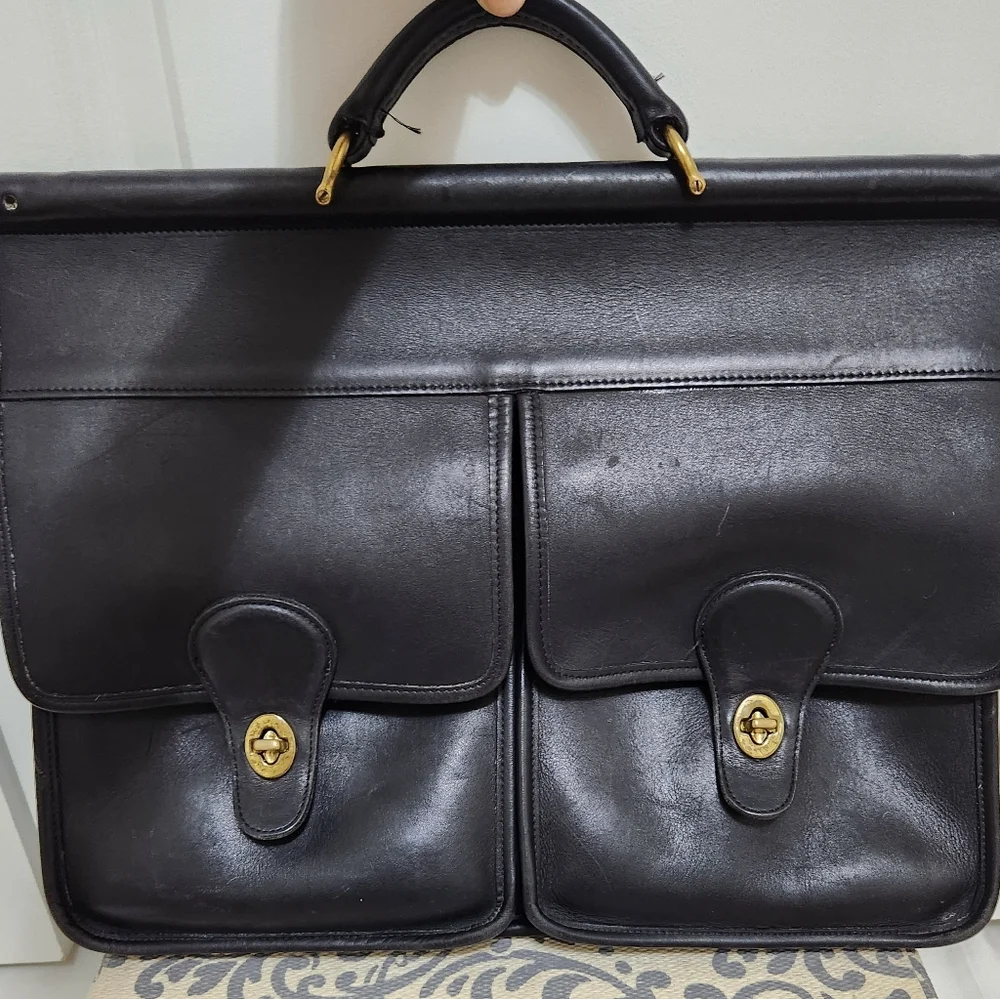 Coach Vintage Black Kensington  Leather Briefcase Messenger Bag 5279 - Picture 4 of 8